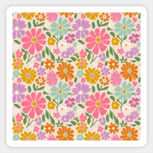 Retro Floral Pattern Nostalgia Groovy Sticker